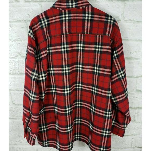 John Blair Men's Flannel Shirt Red Plaid Size XL Chest Pockets Button Down - Picture 2 of 9
